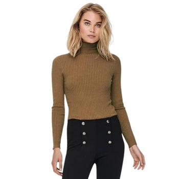Sweter damski Only Karol dopasowany brązowy golf r. L