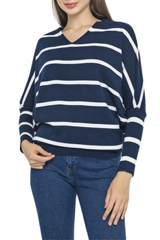 Sweter damski Giorgio di Mare granatowy w paski bawełniany