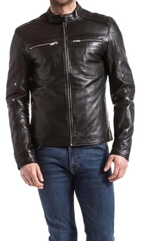 Kurtka męska Blue Wellford Idannus skórzana czarna pilotka