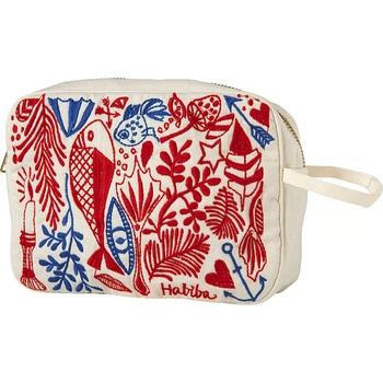 Kosmetyczka Habiba Bibi organizer podręczny bawełniana biała z haftami