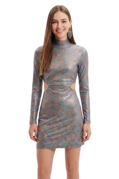 Sukienka damska Desigual Luna glamour metaliczna mini r. XS