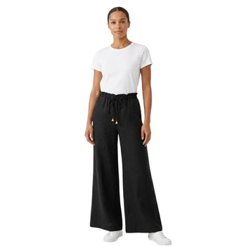 Spodnie damskie ZARA czarne wide leg lniane