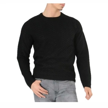 Sweter męski Hopenlife Eneru klasyczny czarny jodełka r. S