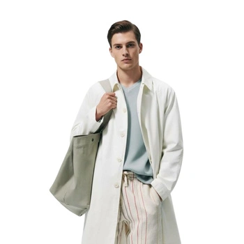 Płaszcz męski Zara jednorzędowy kremowy