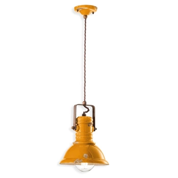 Lampa wisząca Industrial Ferroluce C1691 sufitowa ceramiczna żółta