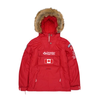 Kurtka dziewczęca Canadia Peak Banapeak parka z kapturem zimowa czerwony