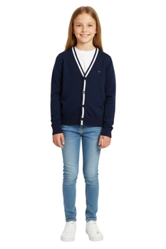 Sweter dziewczęcy Tommy Hilfiger Essential Cardigan granatowy