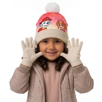 Komplet czapka rękawiczki Nickelodeon Paw Patrol zimowy kremowy r. 52