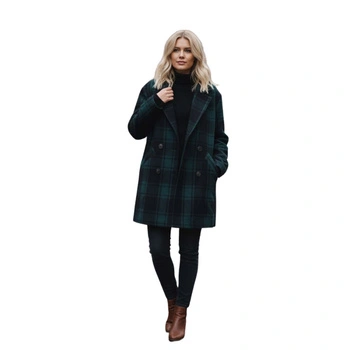 Płaszcz damski Gold&Silver w kratkę krótki przejściowy