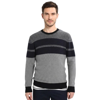 Sweter męski Calvin Klein Satino Textured klasyczny bawełniany z domieszką wełny