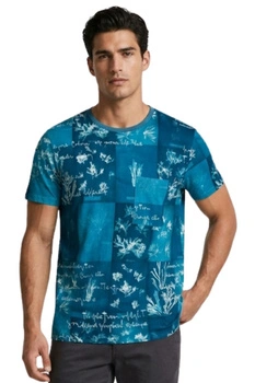 Koszulka męska Desigual Tomaco niebeiska z nadrukiem