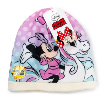 Czapka dla dziewczynki Disney Myszka Minnie zimowa z białym polarem