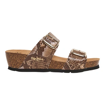 Klapki damskie Pepe Jeans Delhi Port wzór skóra węża w odcieniach brązu r. 37