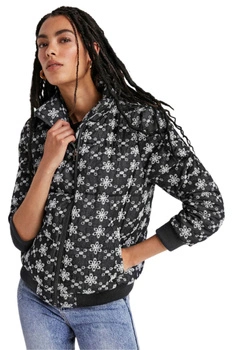 Kurtka damska Desigual Quiana ocieplana granatowa haftowana