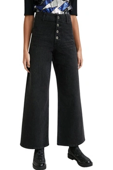 Spodnie damskie Desigual Moon jeansy czarne z cyrkoniami