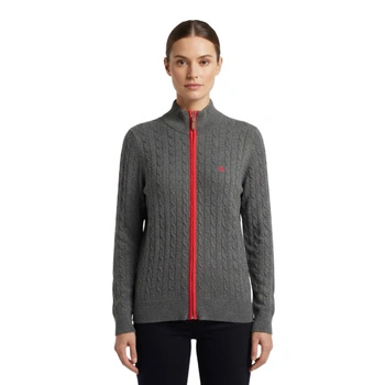 Sweter damska Felix Hardy Full-Zip Cardigan rozsuwany z półgolfem szary r. M