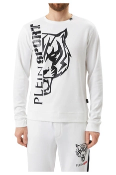 Bluza męska Plein Sport C-Neck bawełniana biała z nadrukiem