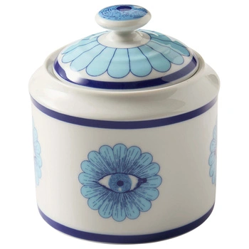 Cukiernica Jonathan Adler Druggist porcelanowa biało-niebieska