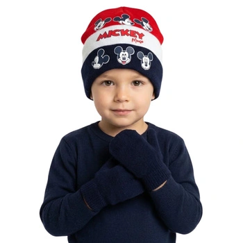 Komplet czapka rękawiczki Disney Myszka Mickey zimowa jesienna czerwona r. 48