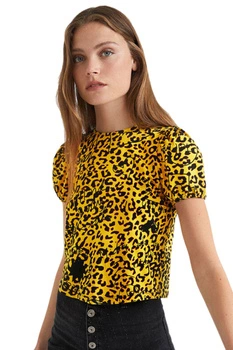 Bluzka damska Desigual Top żółta panterka r. S