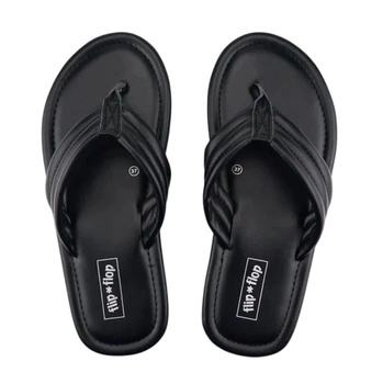 Klapki damskie Flip Flop Fauna Flip czarne lekkie ekoskóra