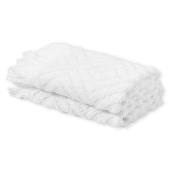 Zestaw ręczników Westwing Jacqui bawełna biały 490 g/m² 2 sztuki 30x50