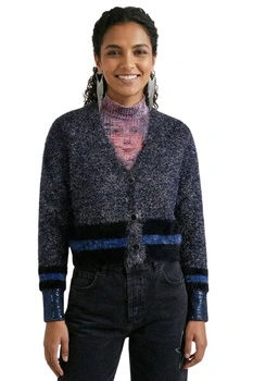 Sweter damski Desigual Tops kardigan z błyszczącymi nitkami