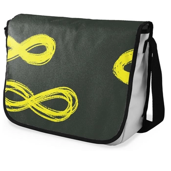 Torba młodzieżowa Le Jardin na ramię z żółtym wzorem nieskończoności na ciemnym tle