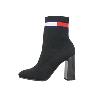 Buty damskie Tommy Jeans Sock Helled Boot botki na obcasie czarne