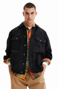 Kurtka męska Desigual Denis katana czarna z nadrukiem