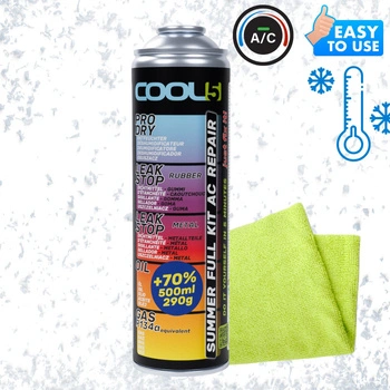 Czynnik 5 w 1 do klimatyzacji Cool5 zamiennik R134a 290g + Mikrofibra