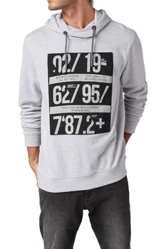 Bluza męska Tom Tailor Hoodie Artwork z kapturem szara
