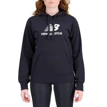 Bluza damska New Balance Essentials Stacked Logo dresowa z kapturem czarna r. L