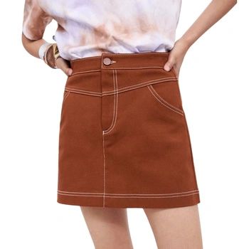 Spódnica damska Zara mini trapezowa brązowa r. XS