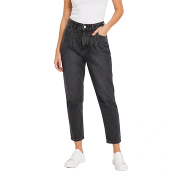 Spodnie damskie Felix Hardy jeansy wysoki stan mom fit sprany czarny r. W31