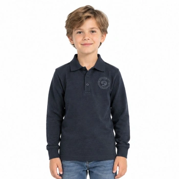 Koszulka chłopięca polo Geographical Norway z długim rękawem czarna r. 128