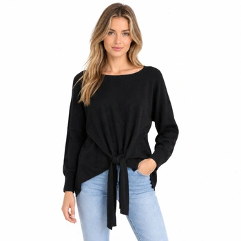 Sweter damski Rodier wiązany w pasie czarny r. XL