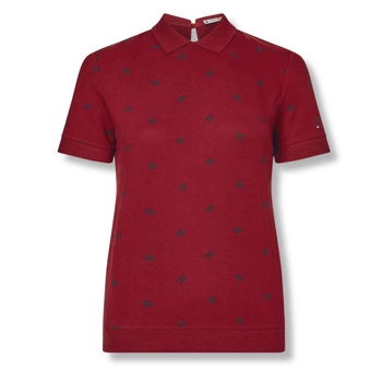 Koszulka damska Tommy Hilfiger Polo polówka bordowa
