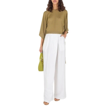 Spodnie damskie Silvian Heach Lungo palazzo materiałowe białe