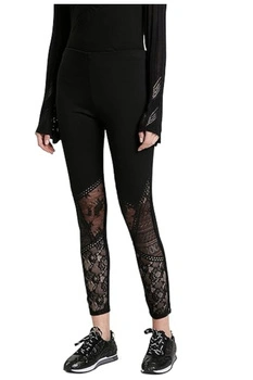 Legginsy damskie Desigual Varsovia czarne z koronką r. M