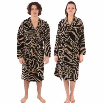 Szlafrok unisex Roberto Cavalli Zebra Cappuccio bawełniany
