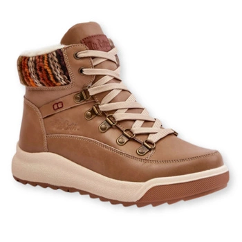 Buty damskie Lee Cooper trzewiki beżowe skórzane