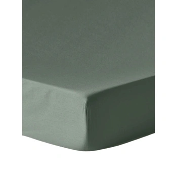 Prześcieradło z gumką Westwing Preium bawełniane satynowa zielone 160x200x15 cm