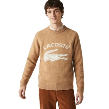 Sweter męski Lacoste AH0447 gruby brązowy z alpaką i wełną r. 3XL