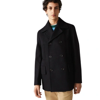 Płaszcz męski Lacoste elegancki wełniany czarny r. S/M