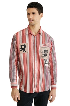 Koszula męska Desigual Camara w paski z naszywkami