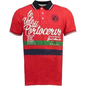 Koszulka męska Geographical Norway Kingsley polo czerwona z nadrukiem  r. S