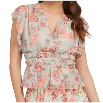 Bluzka damska Guess Joandra falbany wzorzysta r. XS