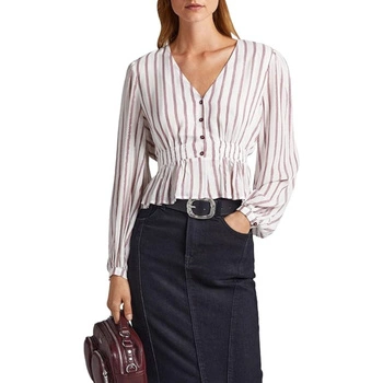 Bluzka damska Pepe Jeans Gema biała w paski przewiewna