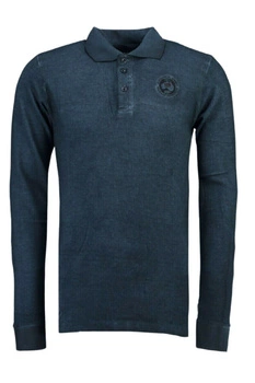 Koszulka chłopięca polo Geographical Norway Kacolino granatowa efekt sprania